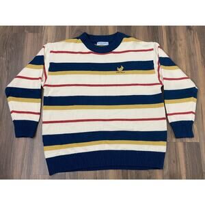 Men Aelfric Eden acrylic stripe soft crewneck graphic pullover sweater L